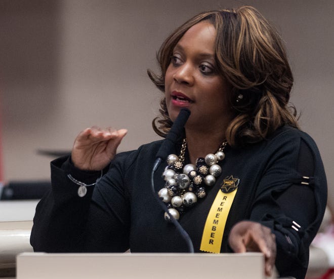 Rep. Merika Coleman during debate on the abortion ban bill at the Alabama Statehouse in Montgomery, Ala., on Tuesday April 30, 2019.