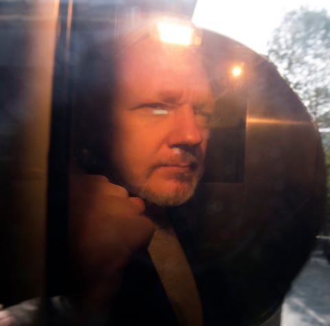 Wikileaks co-founder Julian Assange arrives at...