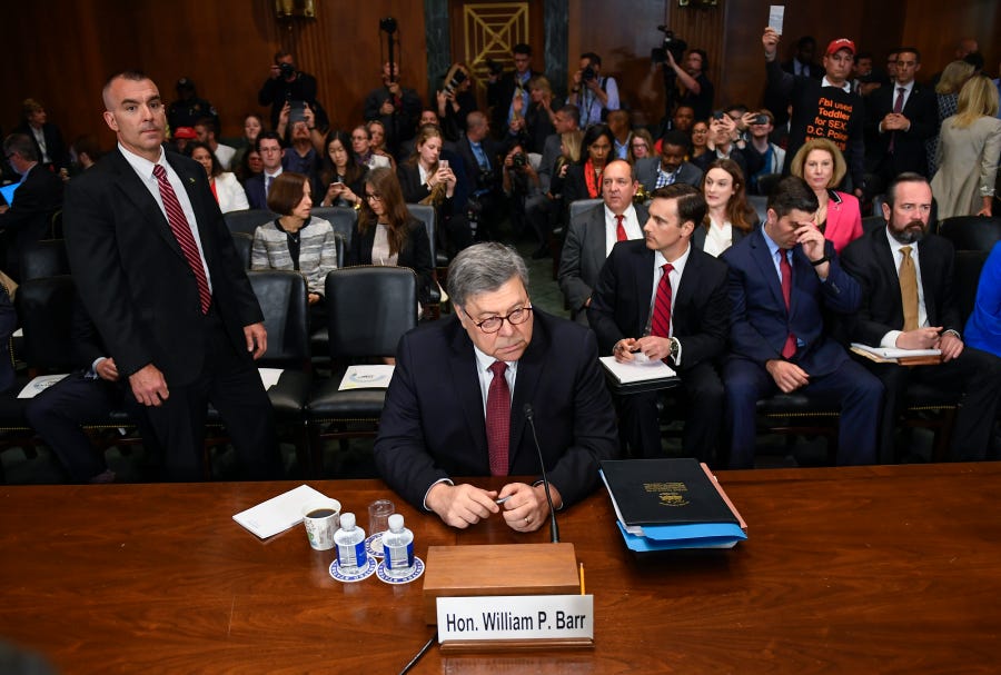 Attorney General William Barr arrives to testify before the House Judiciary Committee hearing about special counsel Robert Mueller's report and his handling of the investigation.