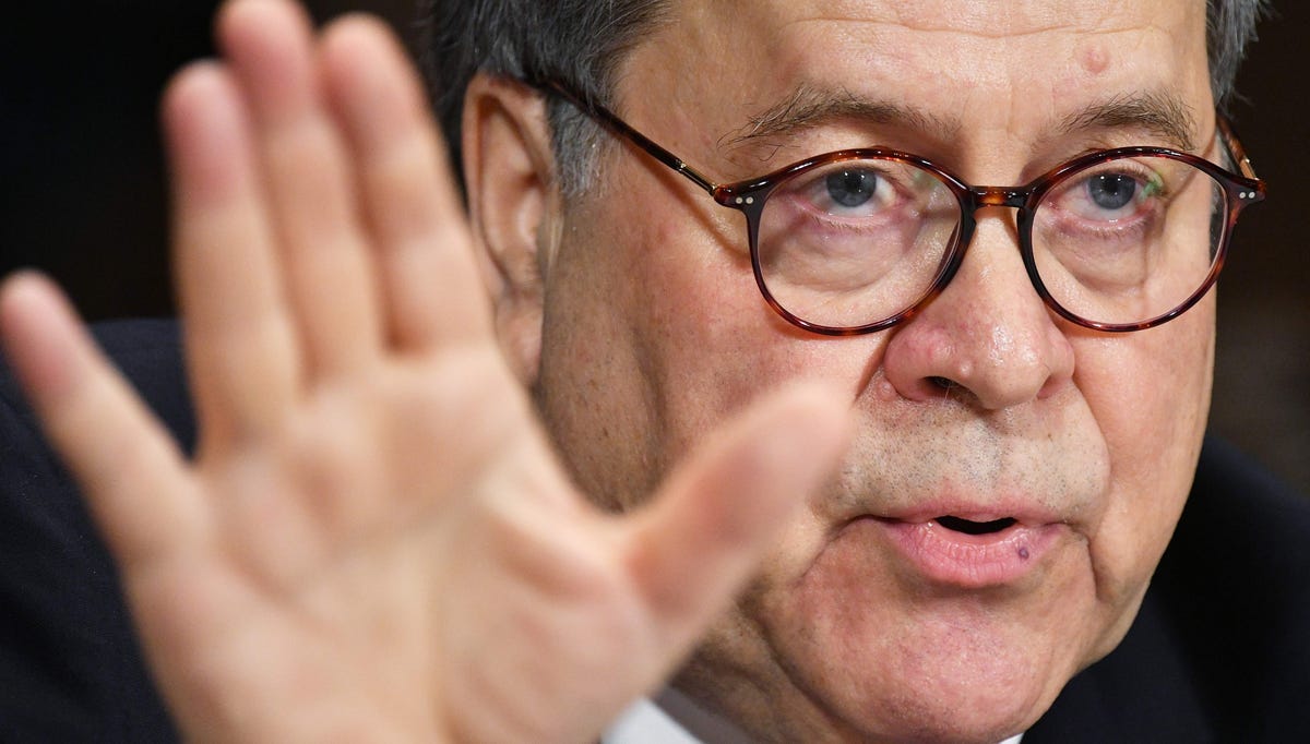 Attorney General William Barr testifies before the Senate Judiciary Committee in Washington on May 1, 2019.