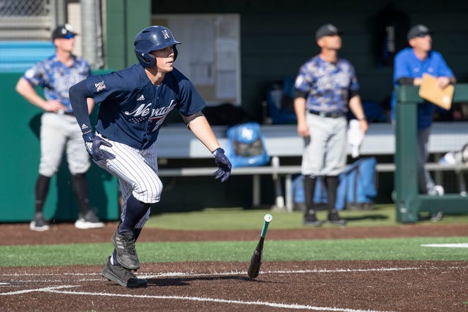 Nevada's Dillan Shrum is tied for the Mountain West lead with 10 home runs this season.