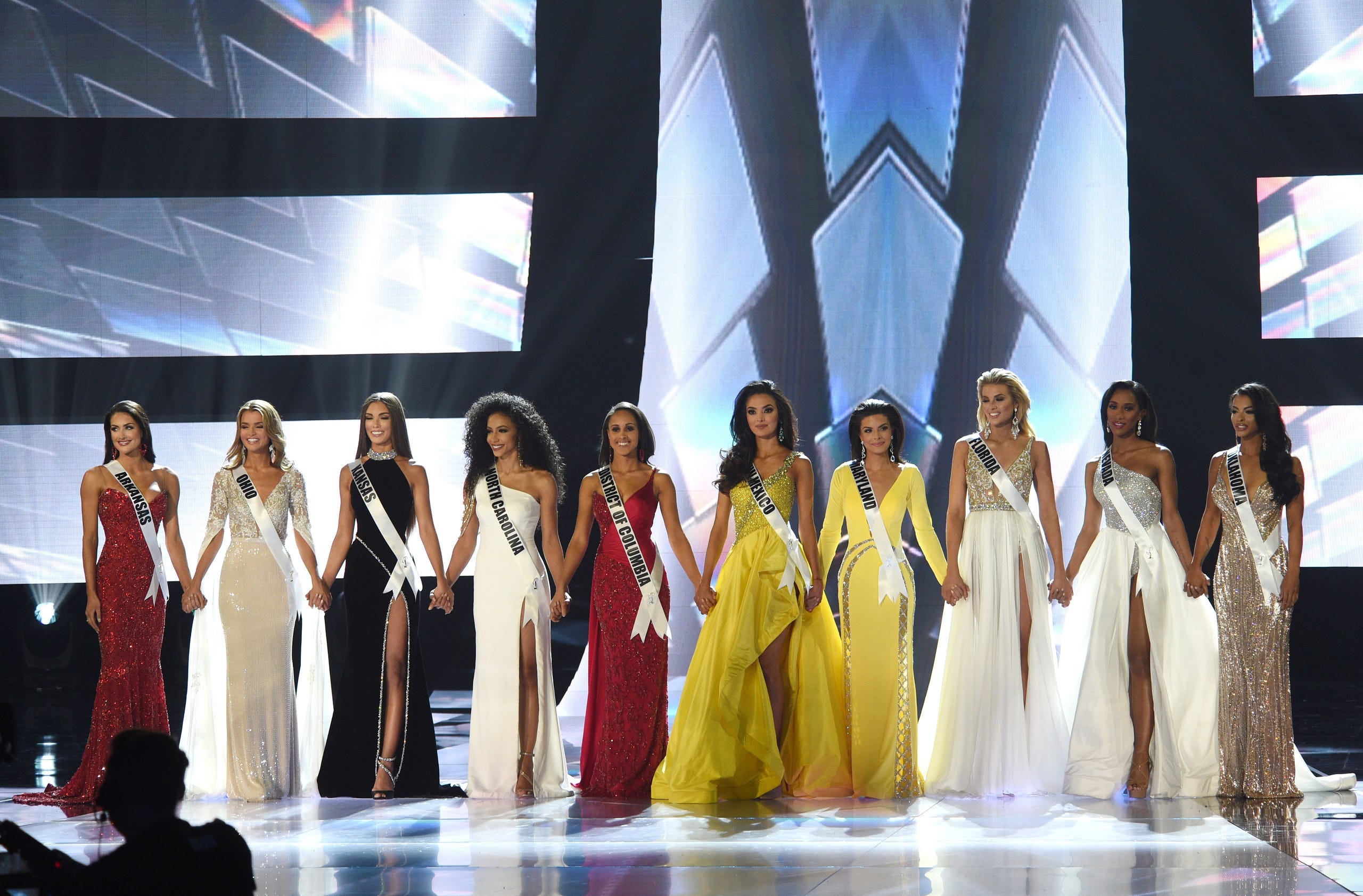 Contestants compete in Miss USA 2019. 