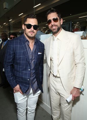 Detroit Lions wide receiver Danny Amendola, left, and Green Bay Packers quarterback Aaron Rodgers attend the  Kentucky Derby on May 4.