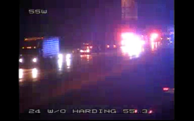 A portion of I-24 eastbound closed at Hardin Place after a vehicle fire Saturday night.