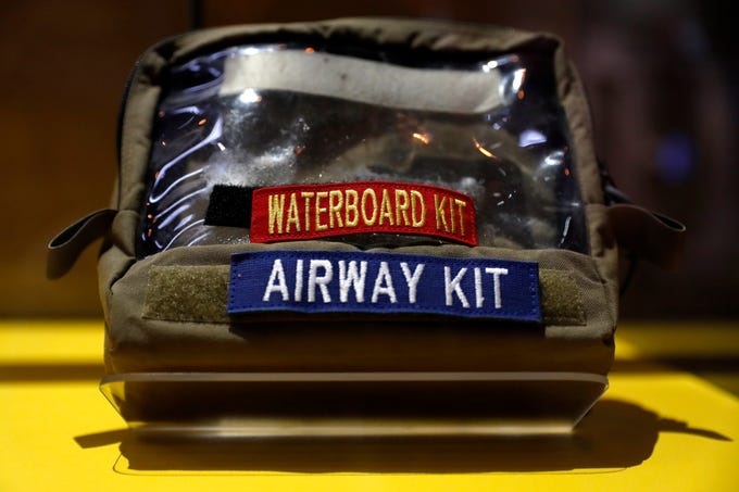 A waterboard kit is part of an exhibit on torture in the new International Spy Museum.