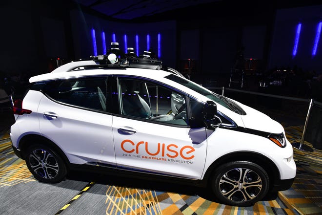 GM Cruise's driverless taxi service car was shown at Cobo Center in April 2018. At the time, the fleet was projected to launch in 2019.