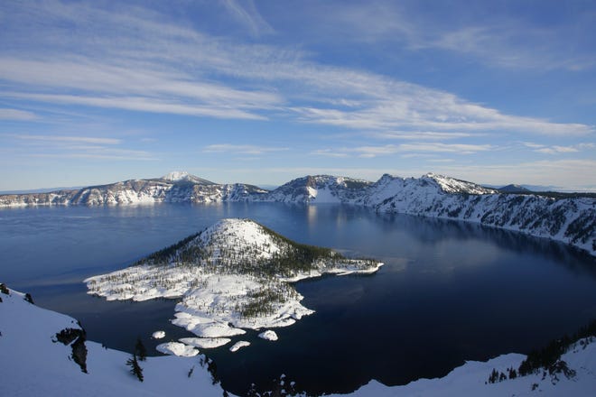 Crater Lake National Park winter trip snowshoeing, camping and skiing