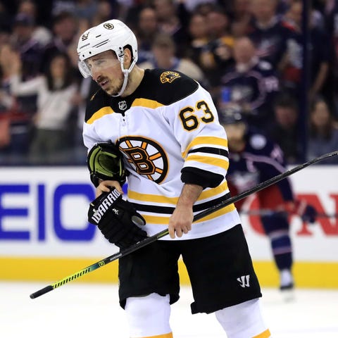 Bruins left wing Brad Marchand has 13 points in...