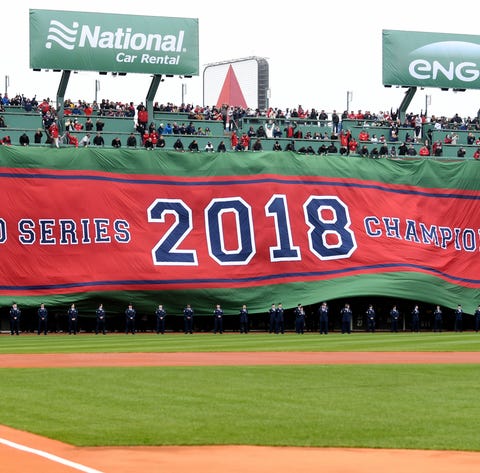 Boston's World Series titlebanner is unrolled...