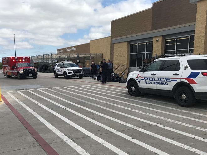 San Angelo police and first responders arrive at a south San Angelo Walmart on Thursday, May 9, 2019.