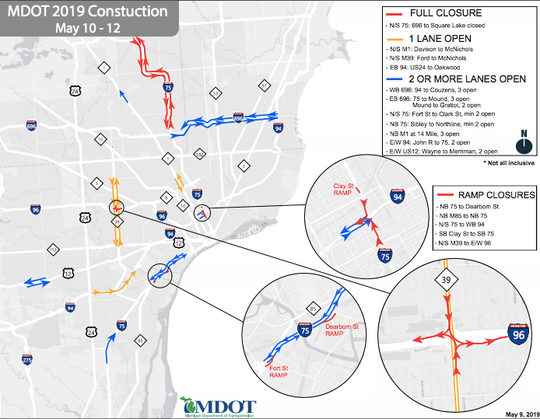 i 75 construction michigan map Mdot Construction Large Stretch Of I 75 Closed This Weekend i 75 construction michigan map