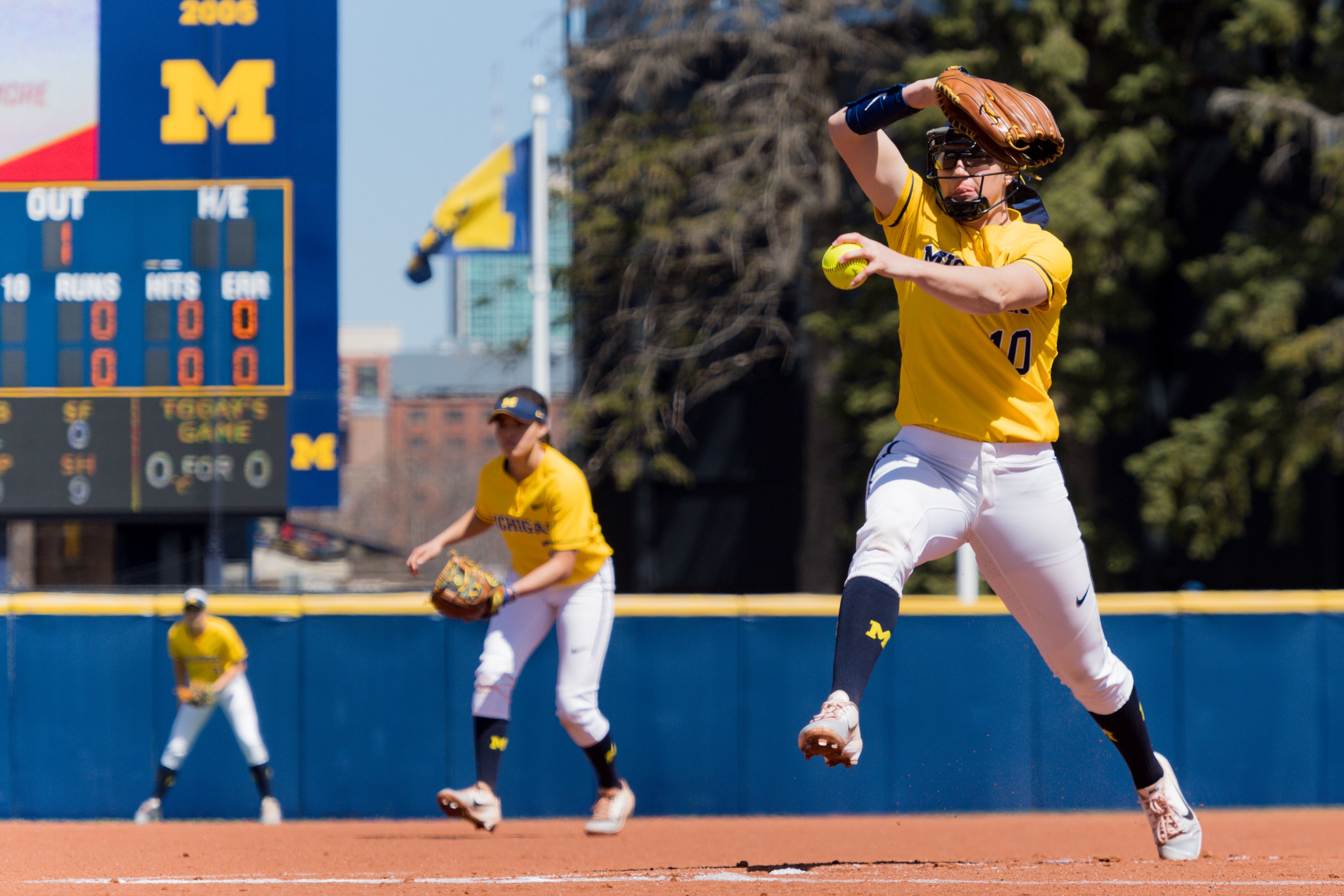 Michigan pitcher Meghan Beaubien throws against Maryland on April 22, 2018.