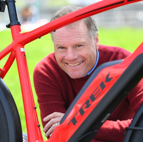 John Burke, CEO of Trek Bicycle, with their new...