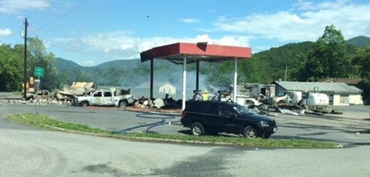 On this Friday, May 10, 2019, image taken from a video provided by the Virginia State Police and CBS 6 WTVR-TV, a gas station is seen after an explosion at Buena Vista, in Virginia. "Width =" 540 "data-mycapture-src =" "data-mycapture-sm-src ="