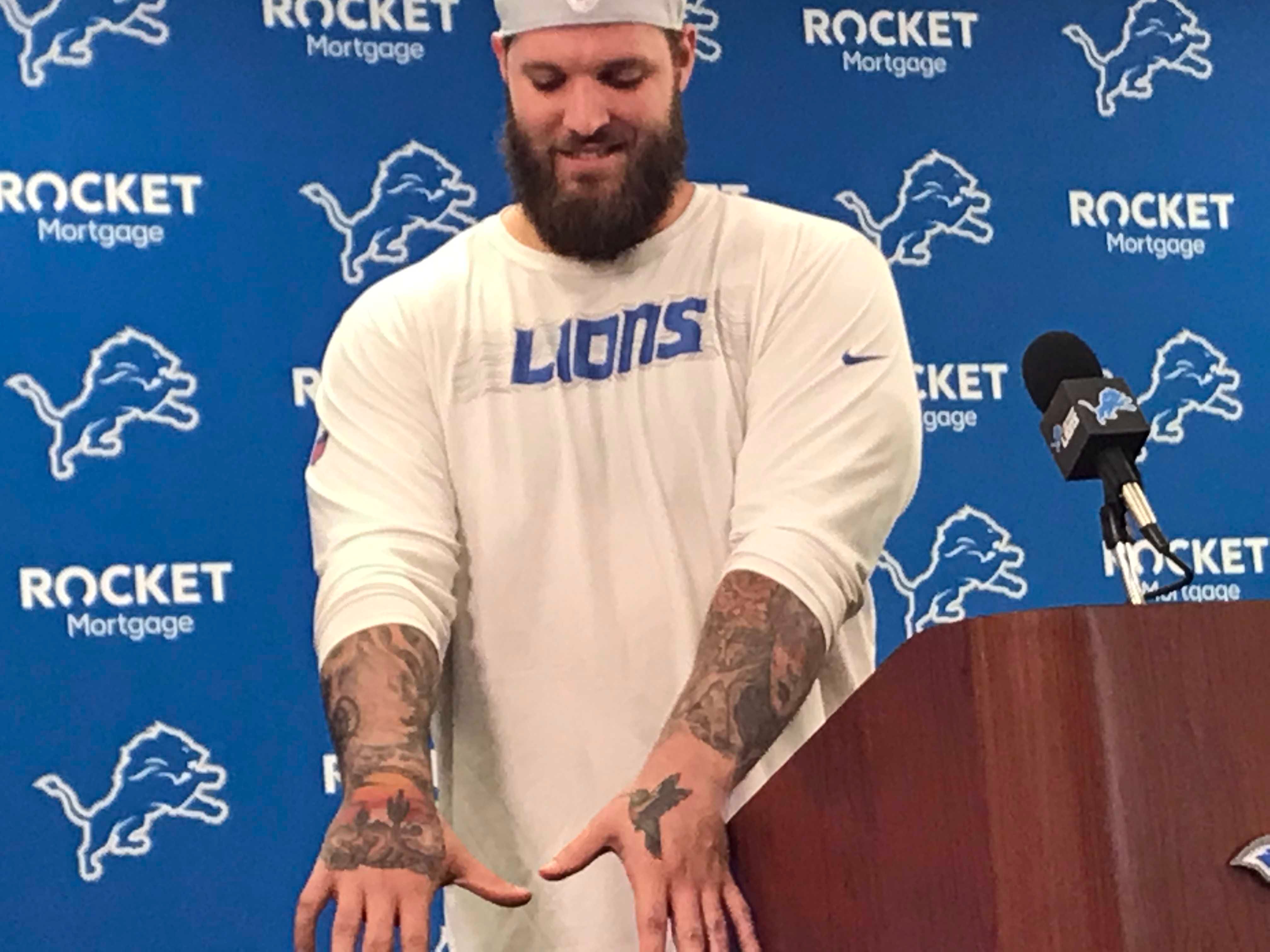 How Detroit Lions' Taylor Decker's hands turned into 'raw hamburger meat'