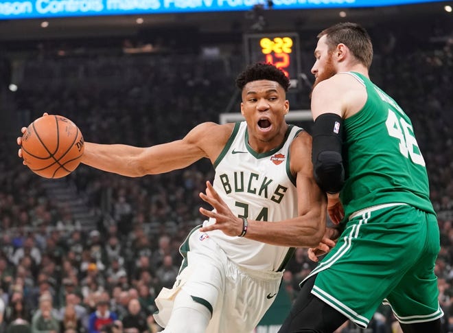NBA Most Valuable Player Giannis Antetokounmpo averaged 27.7 points and 12.5 rebounds in his sixth season with the Bucks.