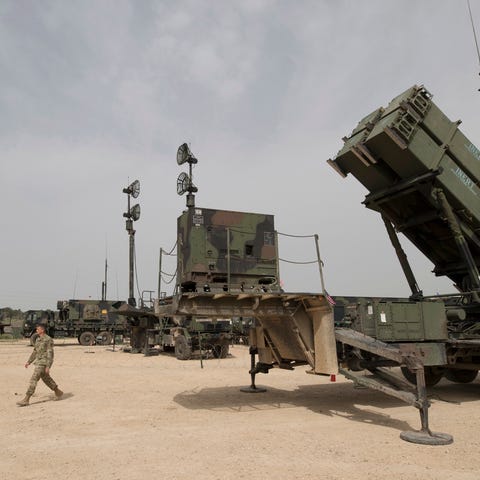 A U.S. Patriot missile defense system is seen at...