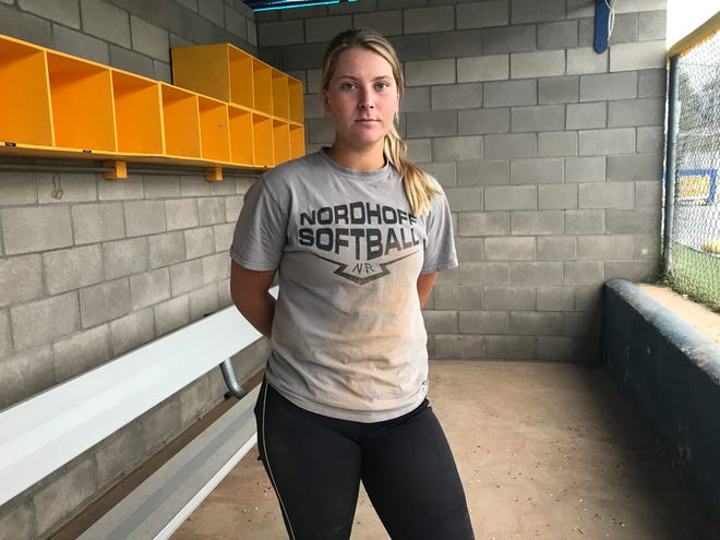 Nordhoff High senior Sydnie Wimpee is focused on Friday's CIF-Southern Section Division 6 softball championship game in Irvine.