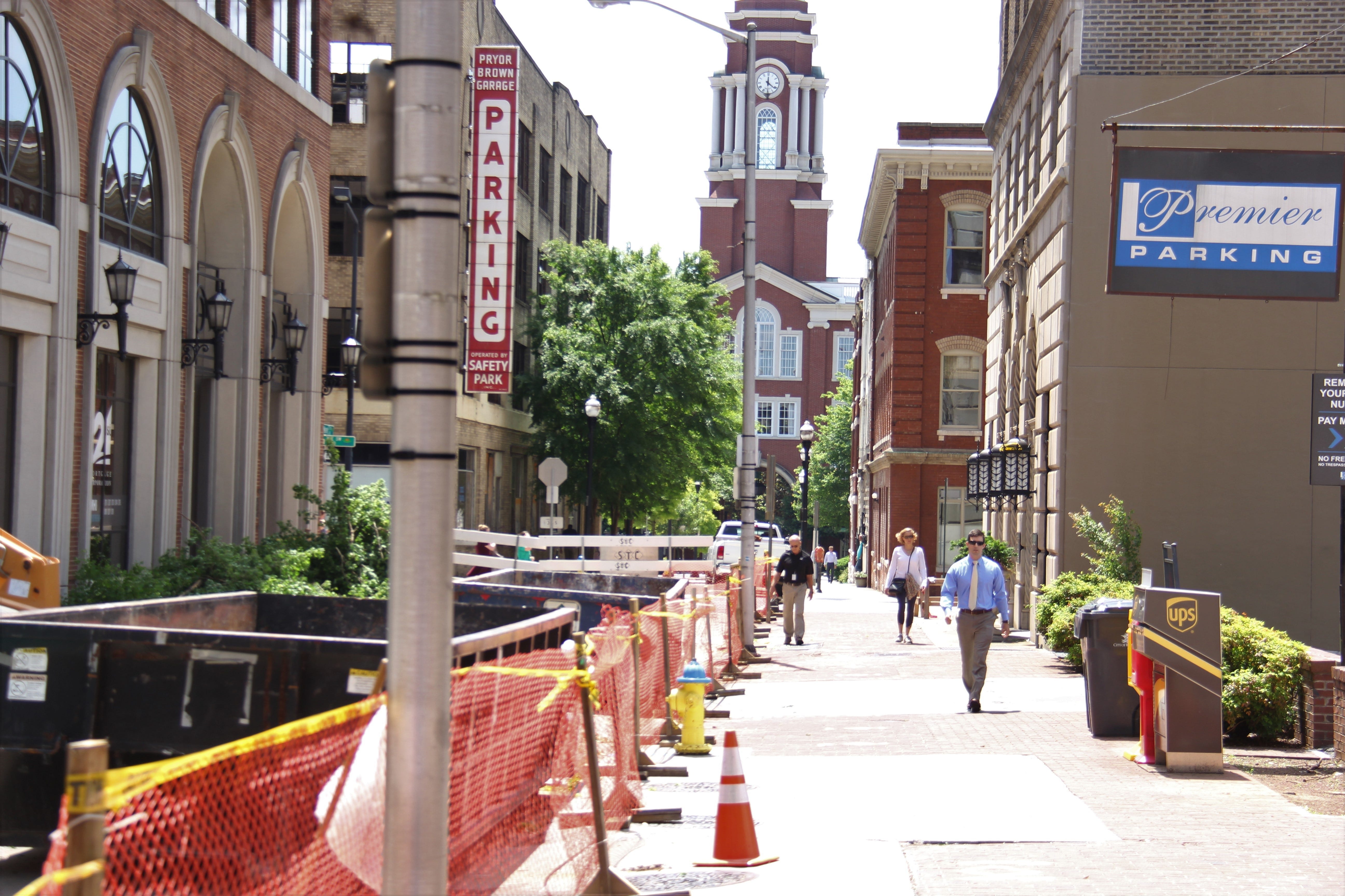 Why were eight mature trees cut down near Knoxville's Market Square?