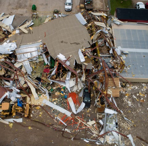 In this aerial photo various debris from McCourt...