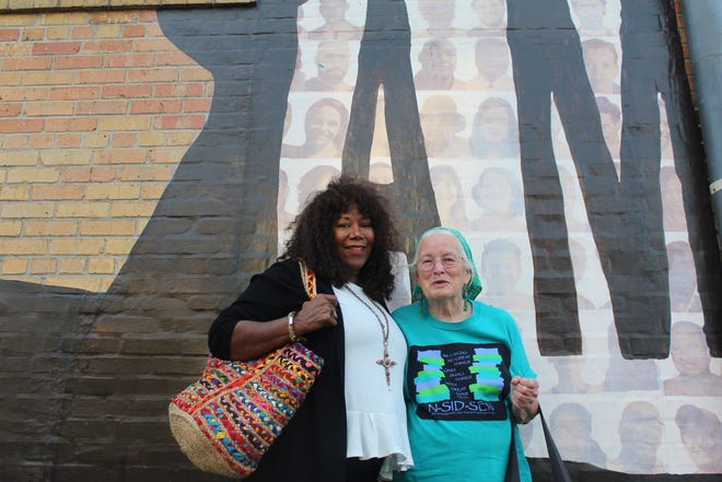 Civil Rights activist Ruby Bridges (left) and Joan Mulholland (right) pose for a photo outside of the National Civil Rights Museum leading up to Bridges' book signing on Friday, May 17, 2019.