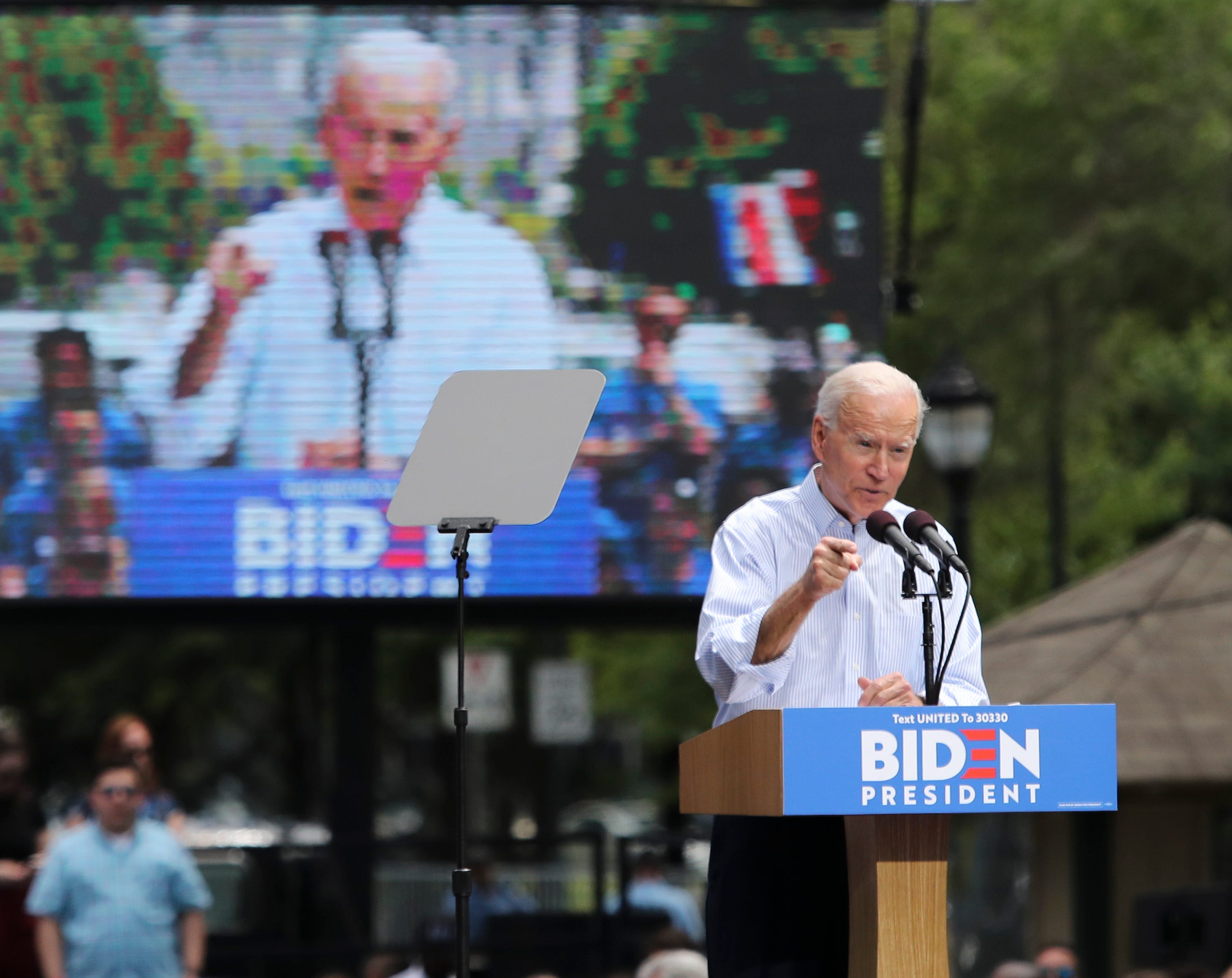 Presidential candidate Joe Biden holds a campaign rally on Ben Franklin Parkway in Philadelphia Saturday.