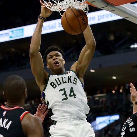 Giannis Antetokounmpo and the Bucks are 10-1 in...