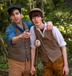 Jack (Trevor Burden, left) and Crutchie (Oliver Girouard) in the Mountaineers Players' "Newsies," which opens May 26 at the Kitsap Forest Theater.