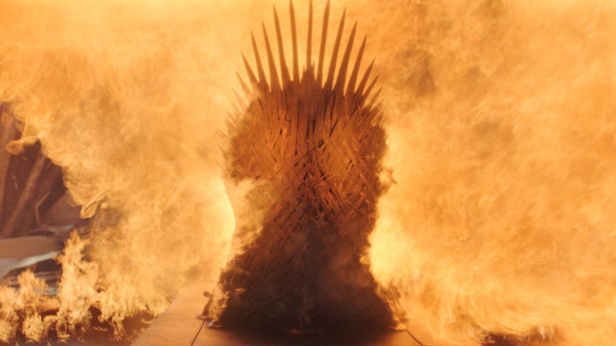 Drogon's fire  turns the Iron Thrones into scrap metal.