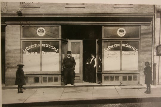 A photo from around 1890 showing the office at 73 Straight Street in Paterson of La Questione Sociale, an Italian-language anarchist newspaper that was published in Paterson and distributed worldwide.