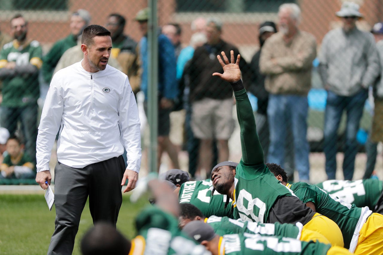 Green Bay Packers head coach Matt LaFleur during practice at Clarke Hinkle Field on Tuesday, May 21, 2019 in Ashwaubenon, Wis. Adam Wesley/USA TODAY NETWORK-Wis