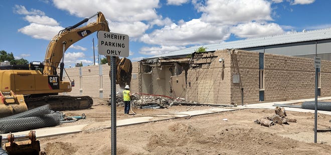 Demolition of the old Lyon County Public Safety Complex started Monday.