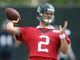 Houston Texans quarterback AJ McCarron (during practice drills at the Houston Methodist Training Center.