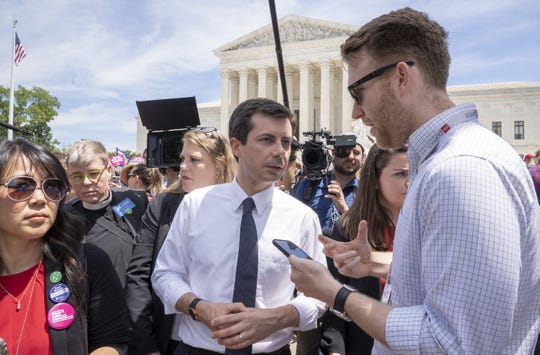 Democratic presidential candidate Pete Buttigieg at a pro-choice rally at the Supreme Court on May 21, 2019, in Washington, D.C.