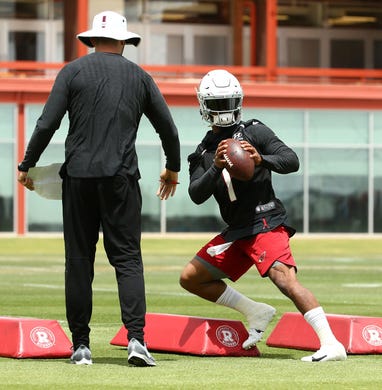 Arizona Cardinals rookie quarterback Kyler Murray takes part in organized team activities.