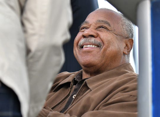 Willie Horton smiles at a well wisher at the dedication ceremony for Willie Horton Drive on Wednesday.