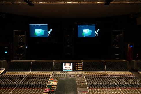 A media demo at Capitol Records studio showcasing the Atmos system from Dolby