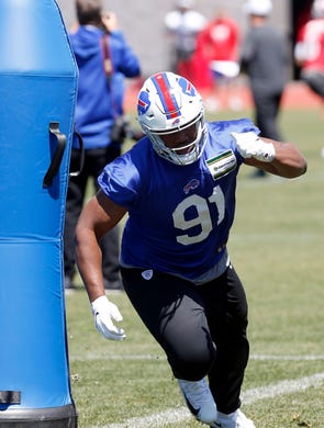 Buffalo Bills rookie defensive end Ed Oliver participates in organized team activities at ADPRO Sports Training Center.
