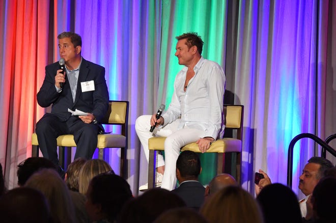 Simon Le Bon, right, lead singer of the British music group Duran Duran, was the special luncheon guest at the 2019 Cultural Summit, presented by Brevard Cultural Alliance in May. Le Bon joined Greg Pallone of Spectrum News 13 for a conversation, followed by an audience Q&A.