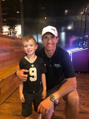 Brees Morgan, 5, got to meet his namesake Drew Brees on Tuesday at Walk-On's Bistreaux & Bar in West Monroe.