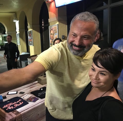 Comedian Ahmed Ahmed takes a selfie with Samantha...