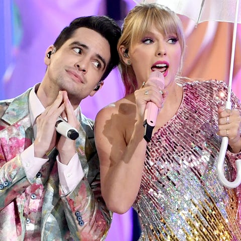 LAS VEGAS, NEVADA - MAY 01: (L-R) Brendon Urie of...