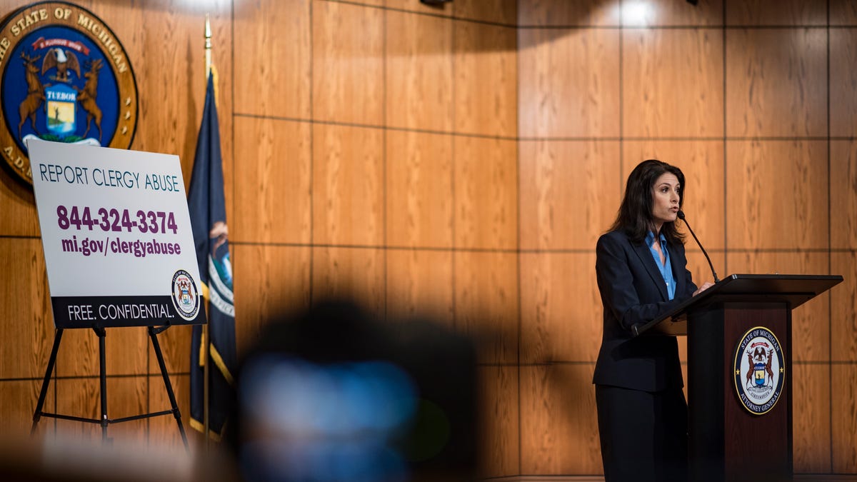 "This is just the tip of the iceberg," Michigan Attorney General Dana Nessel says Friday. May 254, 2019, during a presser in Lansing, after announcing five former Michigan priests have been charged with a total of 21 counts of criminal sexual conduct.