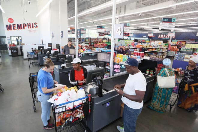 Shoppers visit the Save A Lot grocery store in the Binghampton Gateway Center. The grocery store will close June 30, but officials say a new grocery store may quickly take over the space.