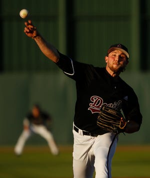 ASU's Alec Marsh (8) pitches against Stanford during the first inning at Phoenix Municipal Stadium in Phoenix, Ariz. on May 23, 2019. 