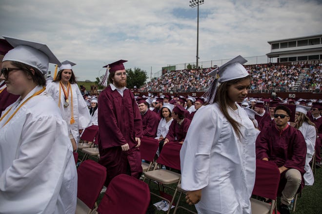 Newark High School seniors celebrated their graduation last year at White Field.