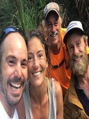 This picture by Javier Cantellops shows Amanda Eller, along with other researchers, Chris Berquist and Troy Helmers, who was found on May 24 in the Makawao Forest Reserve, Maui, Hawaii.