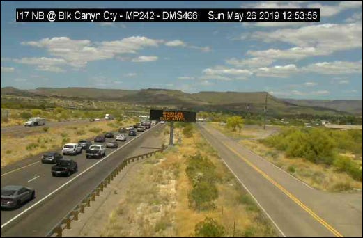 A brush fire caused delays for northbound traffic on Interstate 17 on May 26, 2019.