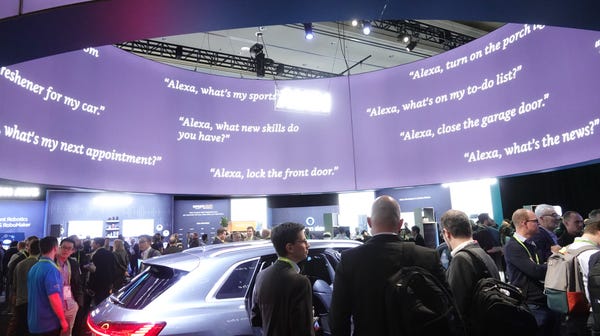 At the Amazon CES booth in 2019, the e-tailer...