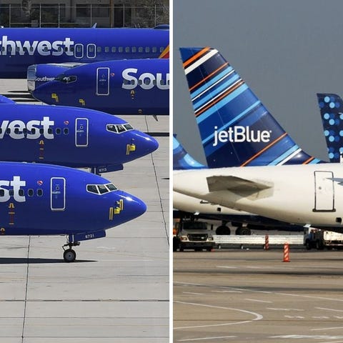 Southwest and JetBlue planes